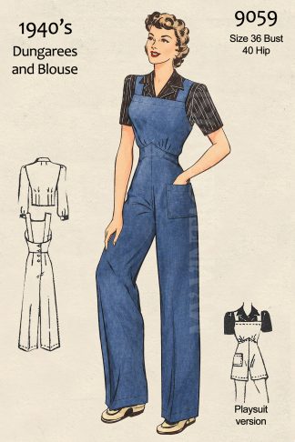 1940s Women’s Dungarees, Blouse & Playsuit Sewing Pattern