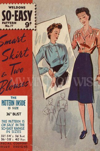 1940s Wartime A-Line Skirt & Two Blouses Sewing Pattern