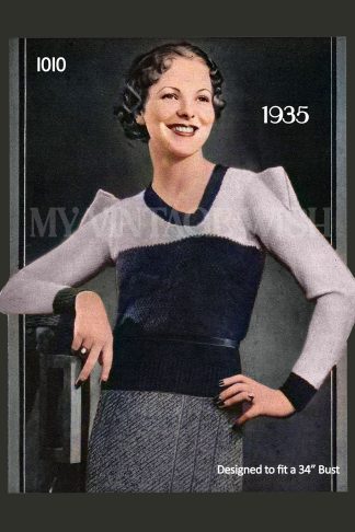 1930s Novelty Jumper Knitting Pattern – Two-Colour Yoke