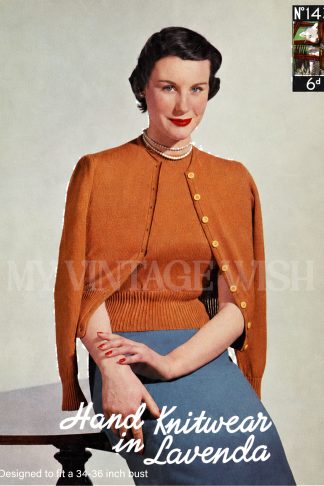 1950s Classic Twin Set Knitting Pattern – Bust 34–36"