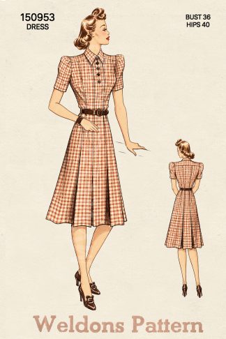 1940s Wartime Panelled Day Dress Sewing Pattern