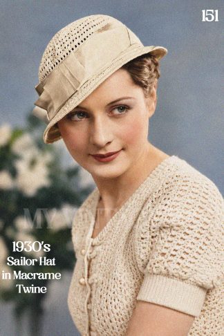 1930s Sailor Style Crochet Hat Pattern with Ribbon Trim