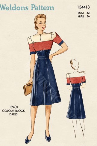 1940s Wartime Colour Block Dress Sewing Pattern