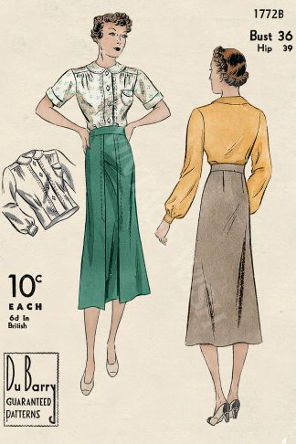 1930s Tuck-In Blouse & Pleated Skirt Sewing Pattern