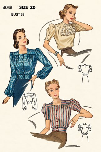1930s Semi-Fitted Blouse Sewing Pattern – Two Styles