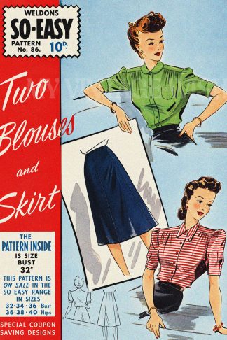 1940s Wartime Blouses & Skirt Sewing Pattern