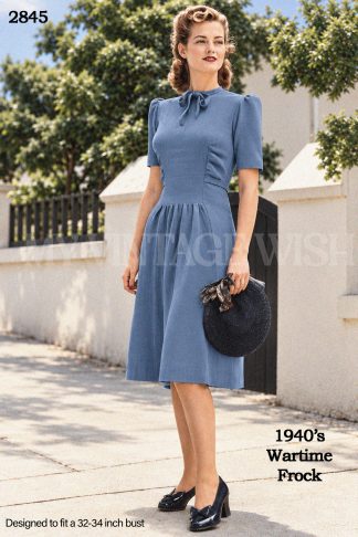1940s Wartime Knitted Dress Pattern – Short or Long Sleeves – Bust 32–34