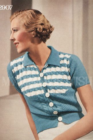 1930s Cable Rib Blouse Knitting Pattern – Bust 34–35"